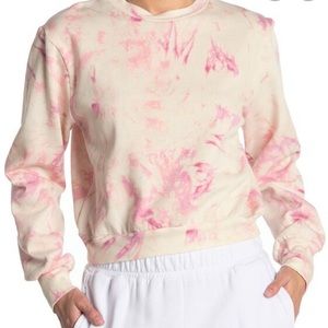AFRM Fossi Crop Cream Blush Tie Dye Sweatshirt Size Medium